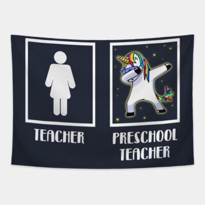 Preschool Teacher Unicorn Cute Teacher Dabbing Gif Tapestry Official Teacher Merch