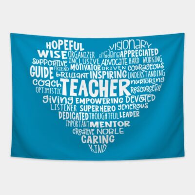 Teacher Heart Word Cloud Tapestry Official Teacher Merch