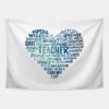 Teacher Heart Word Cloud Blue Tapestry Official Teacher Merch