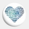 Teacher Heart Word Cloud Blue Pin Official Teacher Merch