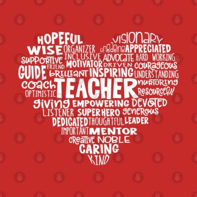 Teacher Heart Word Cloud Pin Official Teacher Merch