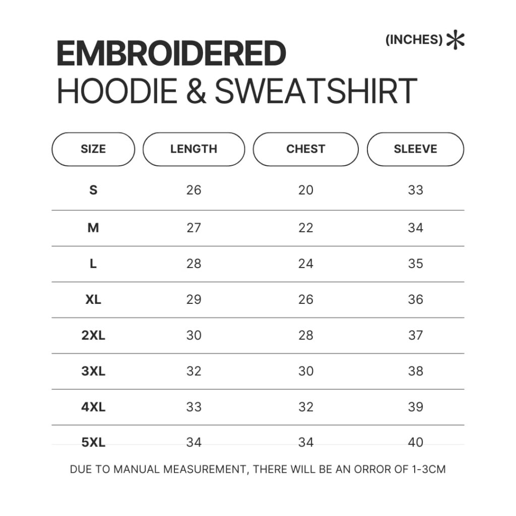 Embroidered Hoodie Sweatshirt Size Chart - Teacher Gifts For You