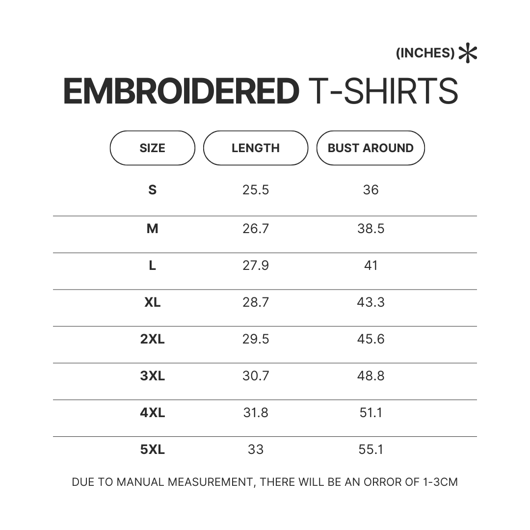 Product Size chart