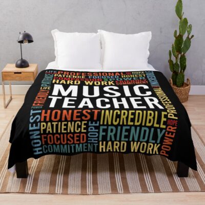 Music Teacher Saying: Music Teacher Words Gift Throw Blanket Official Teacher Merch