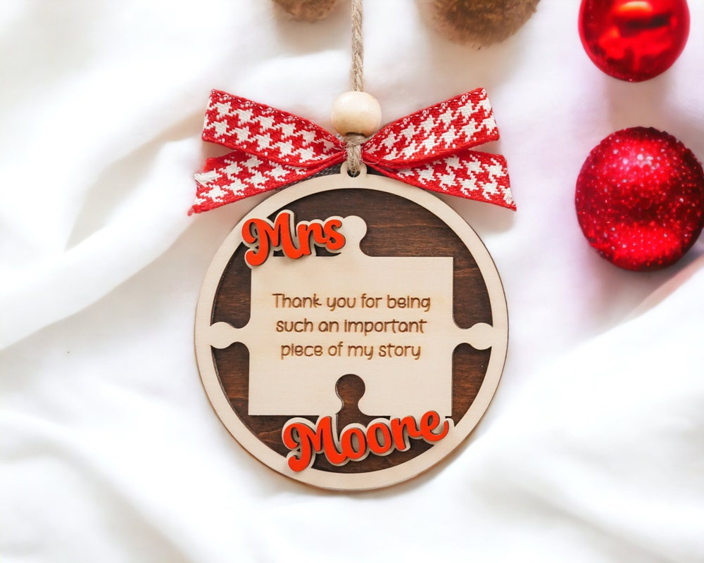 Personalized Teacher Ribbon Ornament