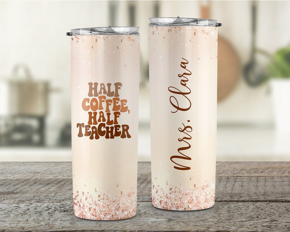 Half Coffee Half Teacher Personalized Tumbler