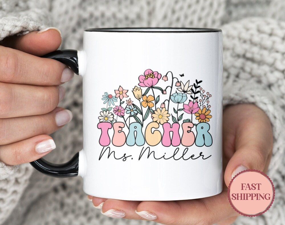 Personalized Floral Teacher Mug